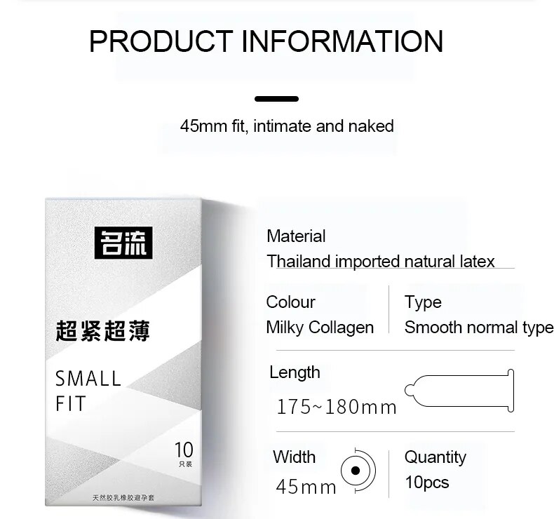 Bao cao su Mingliu kích thước nhỏ 45mm 30 chiếc, siêu mỏng, bao cao su cao su tự nhiên nam tránh thai