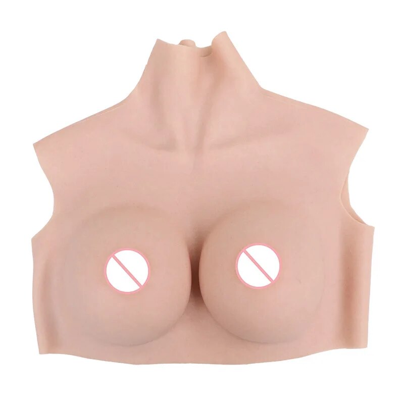 Ngực giả silicone cổ cao KUMIHO cho các bạn chuyển giới, cosplay, Crossdress, giữ ấm ngực giả 