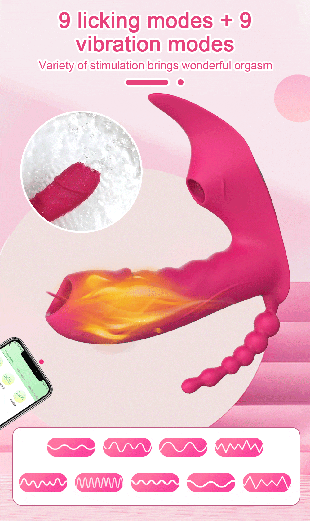 Đồ chơi tình dục 3 trong 1, kết nối Bluetooth, kích thích nữ giới, hút và kích thích âm đạo và vùng nhạy cảm 