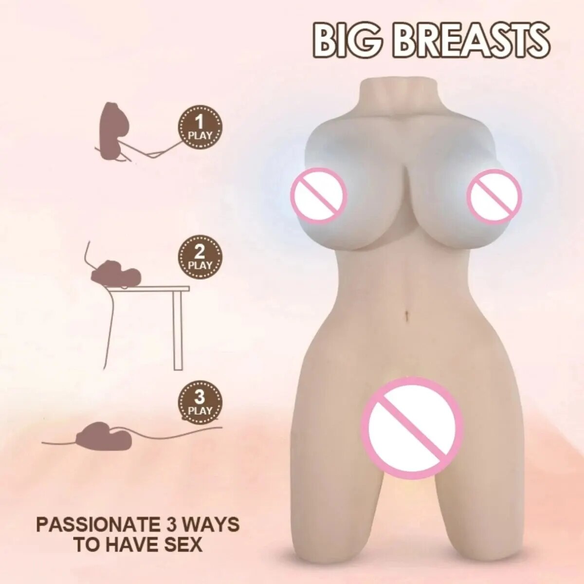  Thân bán thân giả siêu thực với ngực, âm đạo 3D, sản phẩm tình dục 