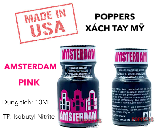  Đại lý Popper Amsterdam Pink hồng 10ml chính hãng Mỹ USA PWD dành cho Top Bot nhập khẩu